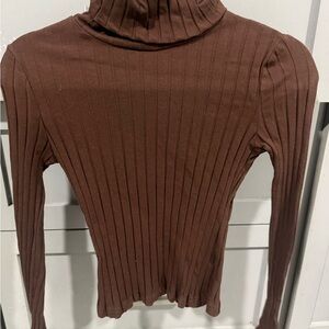 SHEIN Chocolate Ribbed Knit Top